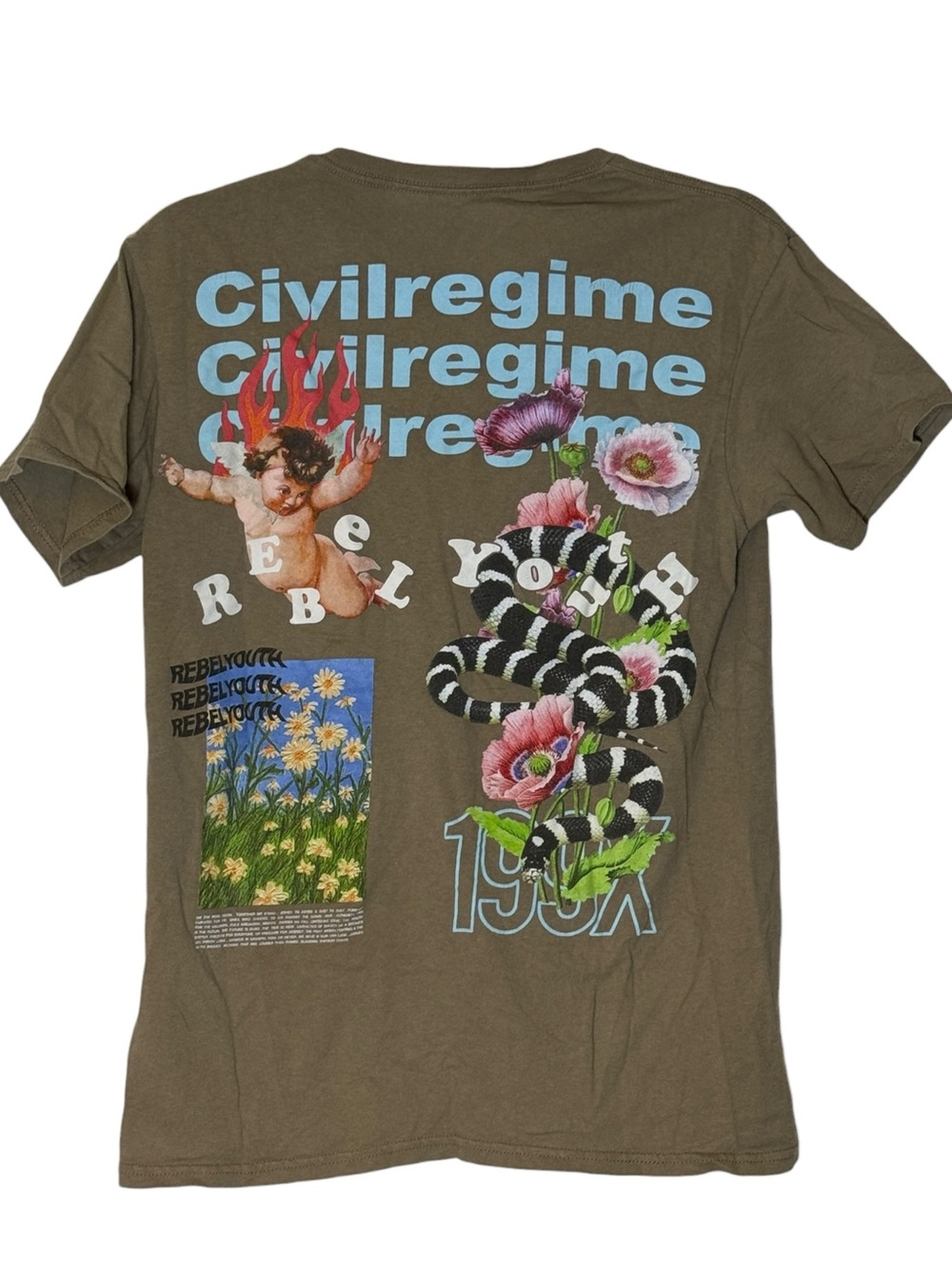 Civil Regime Rebel Men’s Graphic Snake Cherub Floral T-Shirt
